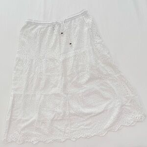 Elegant White Eyelet Maxi Skirt